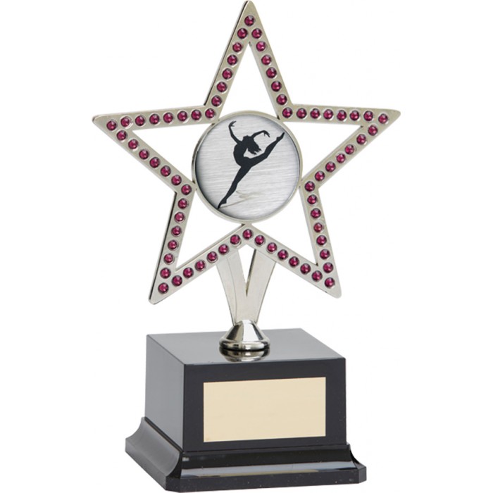  10'' SILVER METAL STAR WITH PURPLE GEMSTONES - CHOICE OF SPORTS CENTRE 